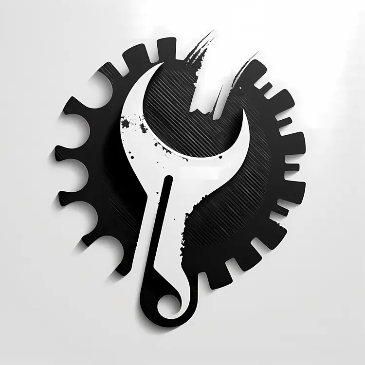 Wrench and Gear Illustration for Mechanics