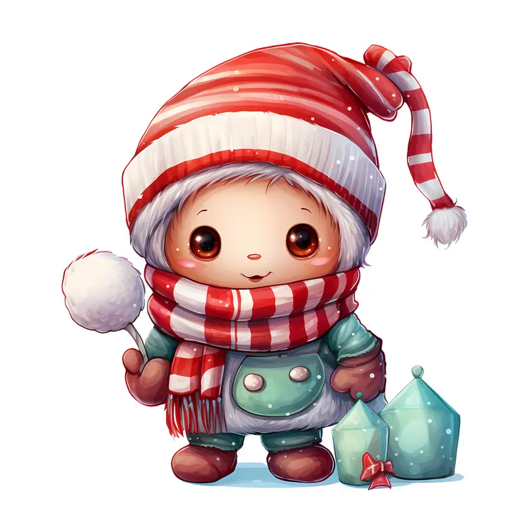 Cute Child with Snowball