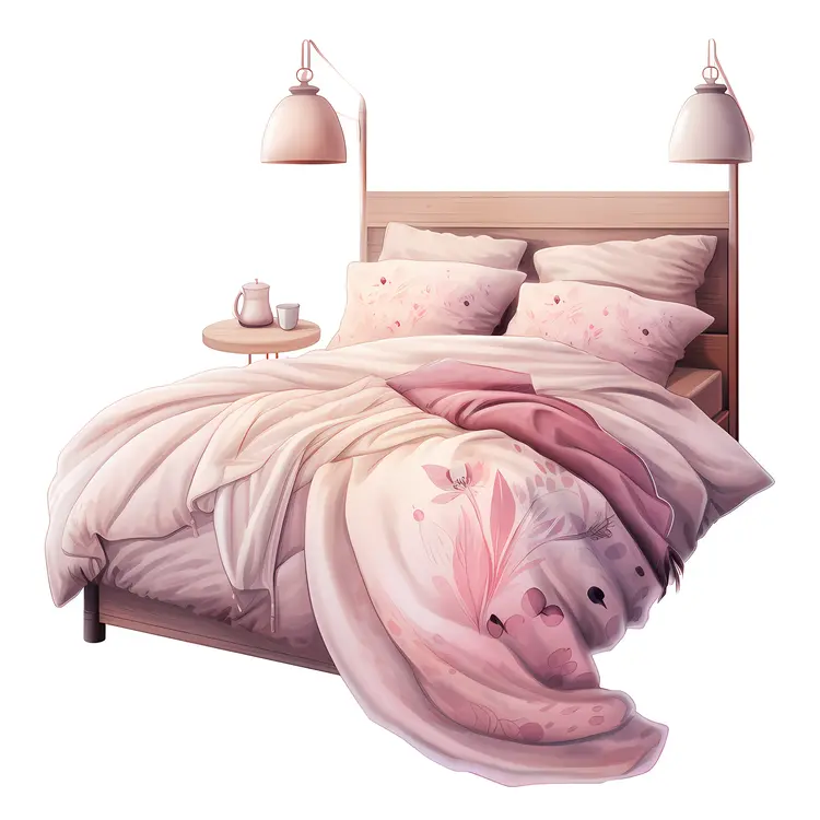 Elegant Bed with Pink and White Bedding