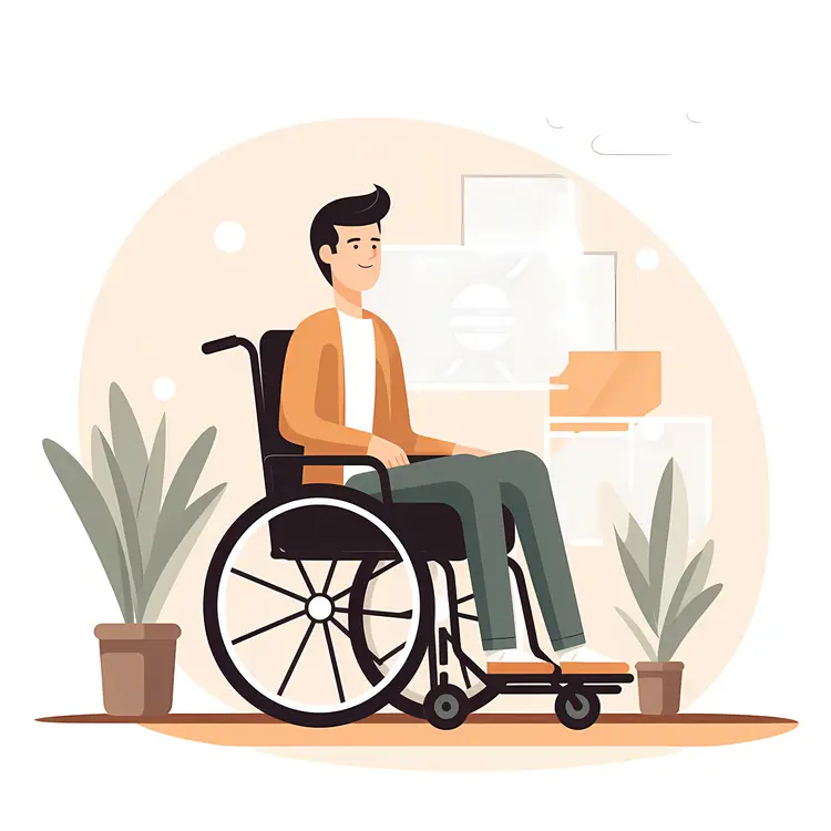 Man in Wheelchair Relaxing Indoors