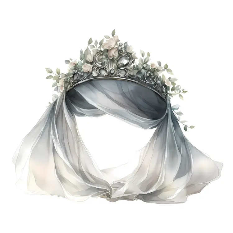 Floral Crown with Veil Illustration