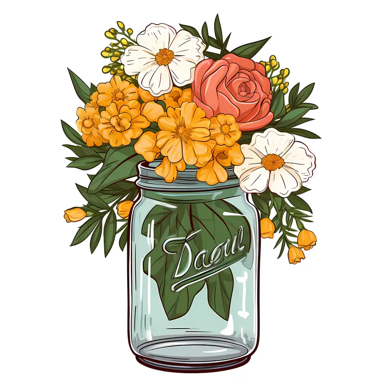 Bouquet of Flowers in a Jar