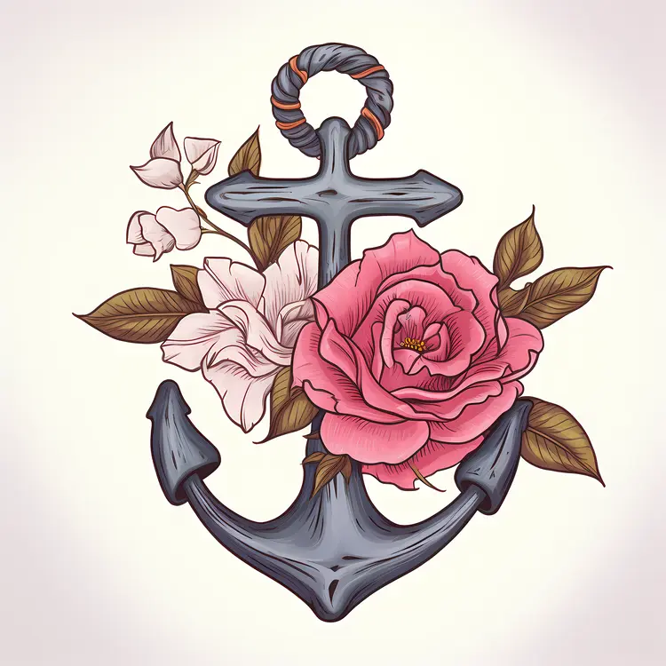 Anchor with Roses Tattoo