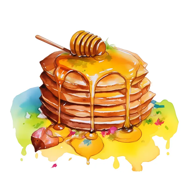 Golden Pancakes with Honey