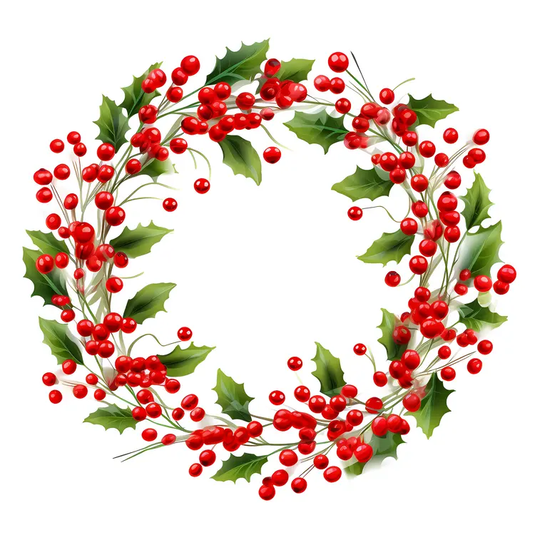 Beautiful Christmas Wreath with Holly and Berries