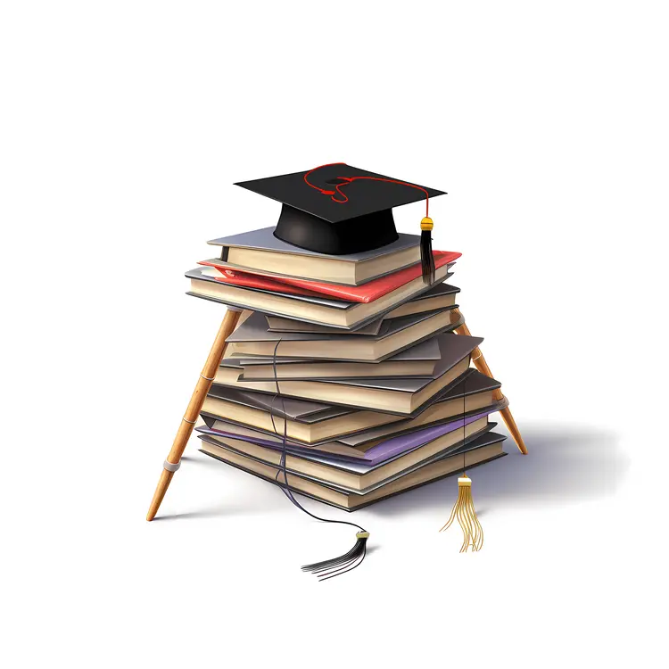 Graduation Cap on Stack of Books