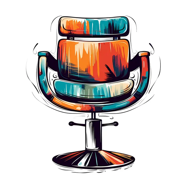 Colorful Barber Chair Illustration