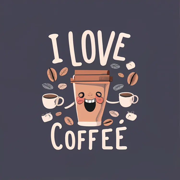 Happy Coffee Cup with Coffee Beans