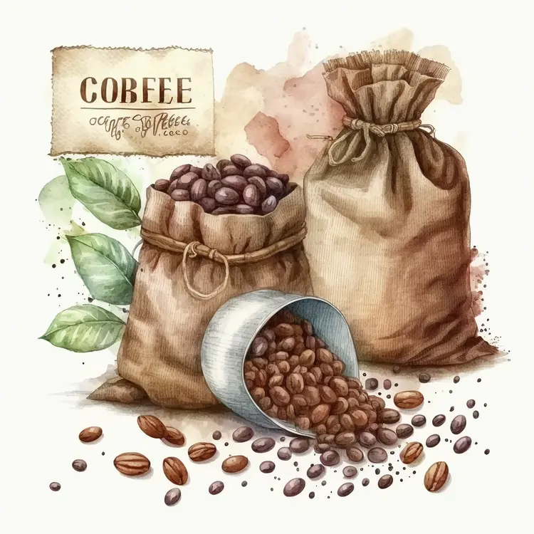 Rustic Coffee Beans in Burlap Bags