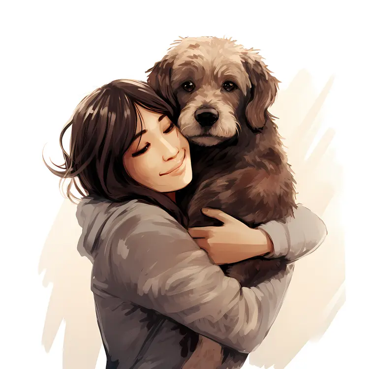 Girl Hugging Her Dog