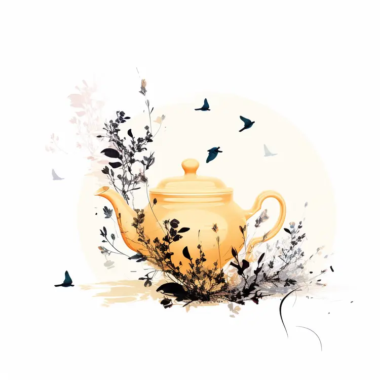 Yellow Teapot with Birds