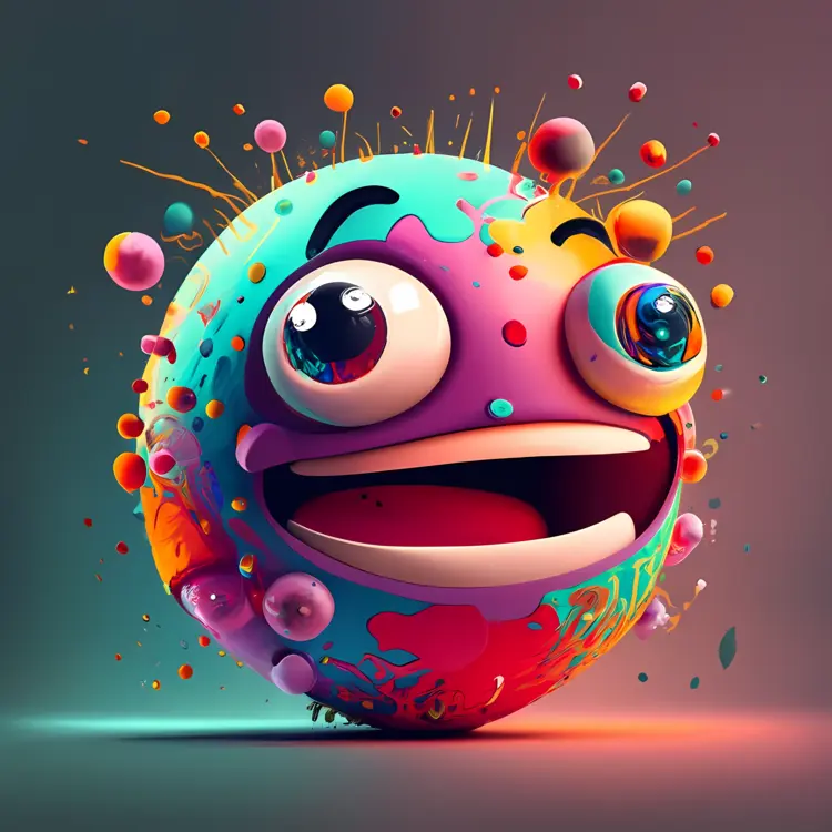 Colorful Happy Face Cartoon with Splashes