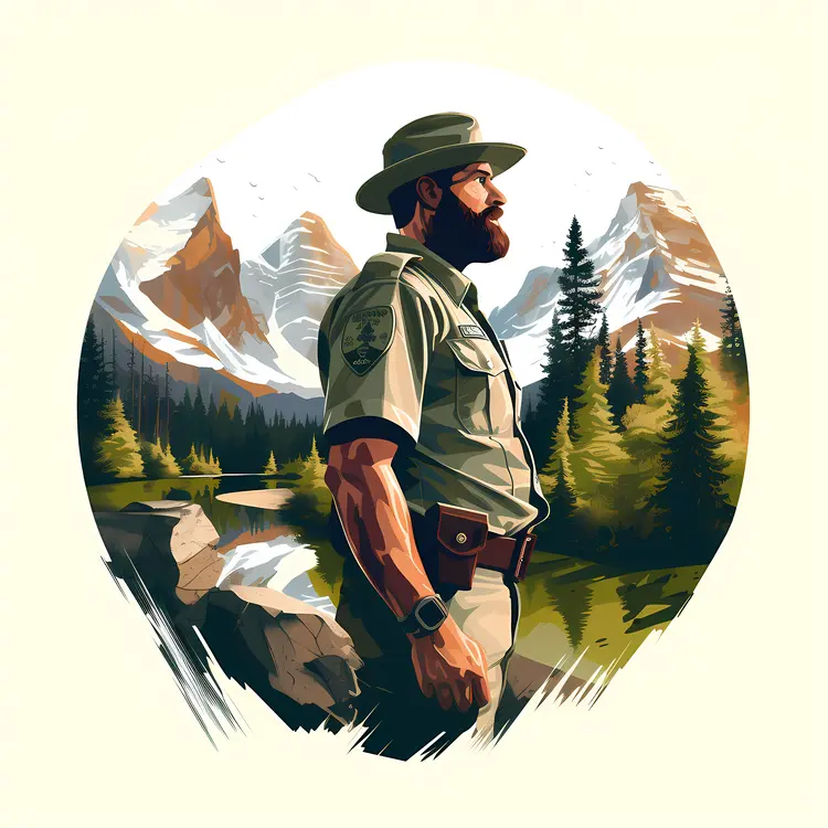 Park Ranger in Uniform with Scenic View