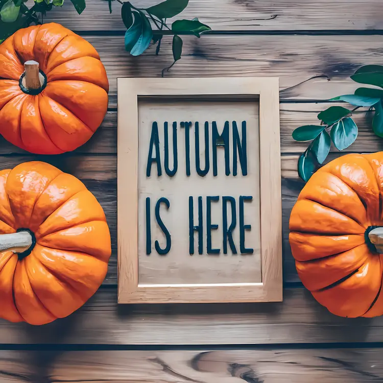Pumpkins on Wooden Table