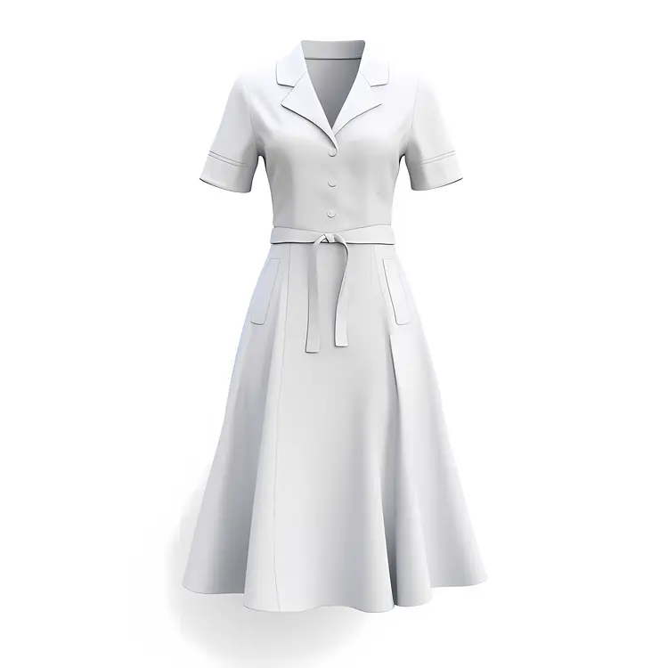 Elegant White Dress with Belt