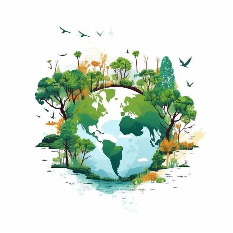 Earth with Trees and Birds