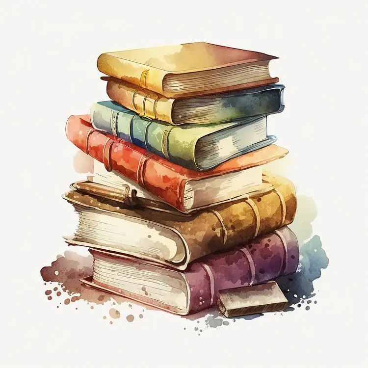 Watercolor Stack of Books
