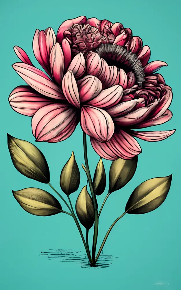 Pink Flower with Green Leaves