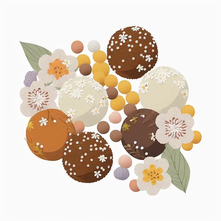 Beautiful Chocolate Truffles with Floral Decoration