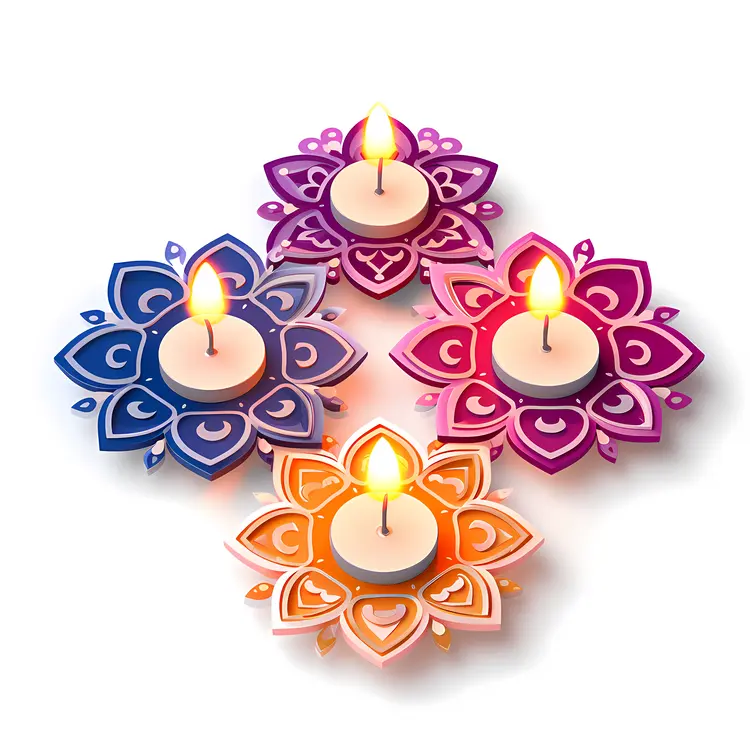 Colorful Decorative Candles for Diwali