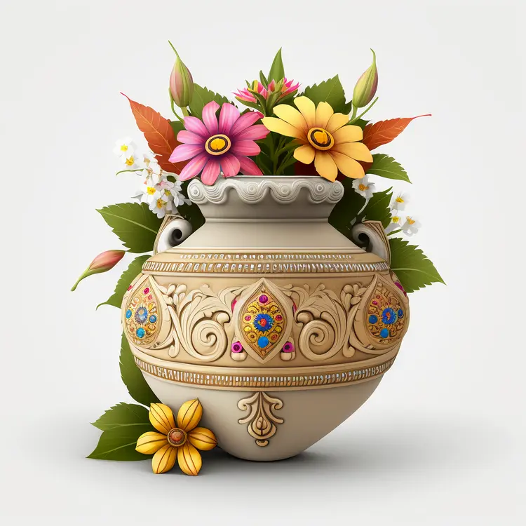Beautiful Decorative Vase with Colorful Flowers