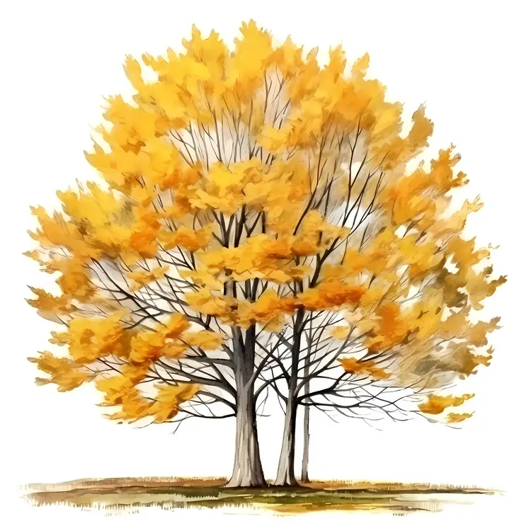 Golden Autumn Tree with Yellow Leaves