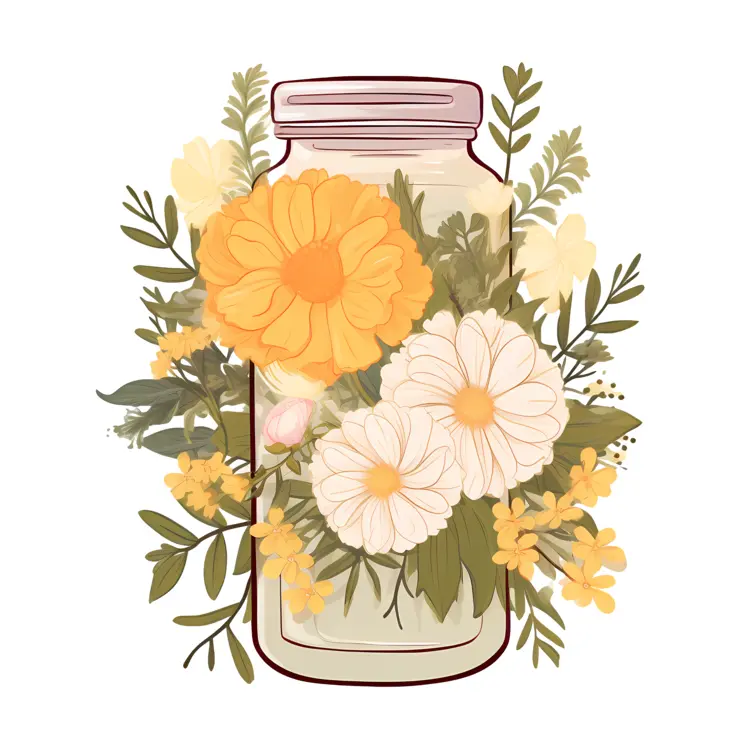 Flowers in a Jar Illustration