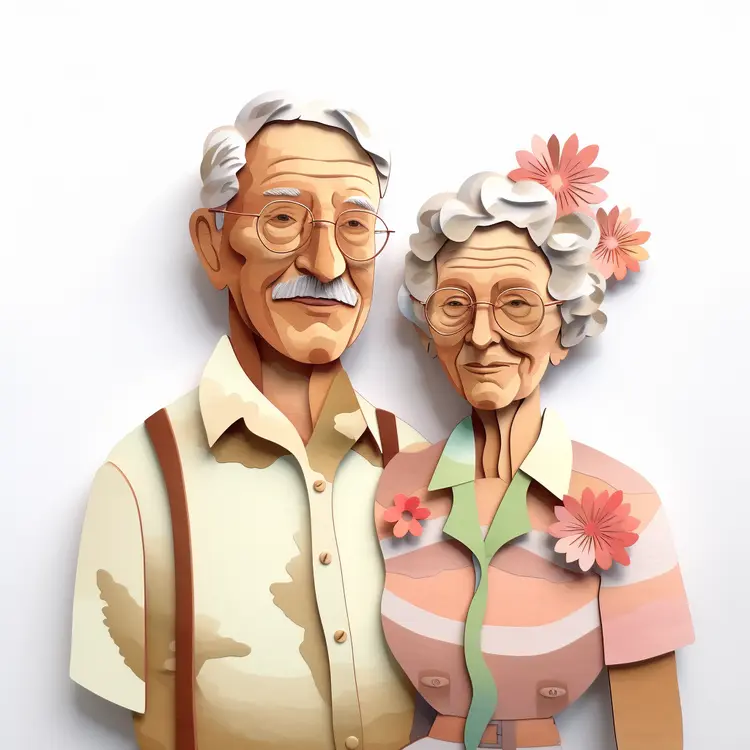 Paper Art Elderly Couple for Grandparents Day