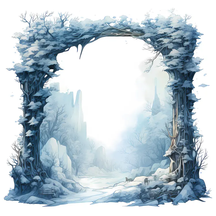 Snowy Archway in Winter Forest