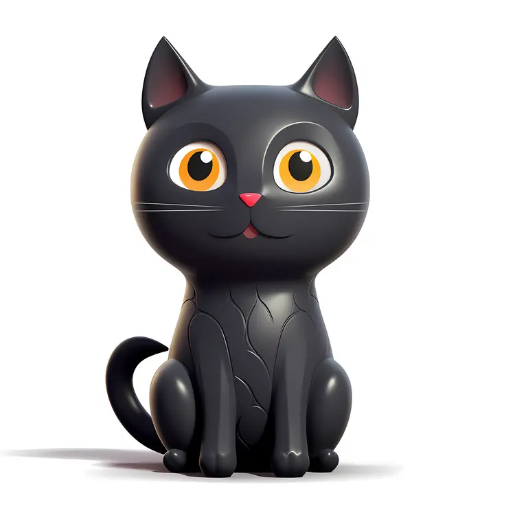 Cute Black Cat Cartoon Illustration