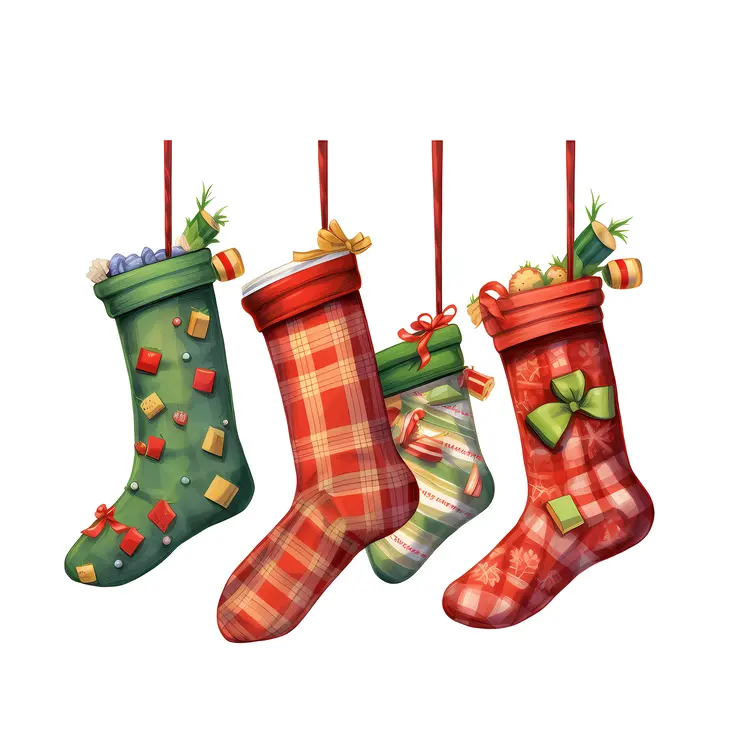 Festive Christmas Stockings with Gifts