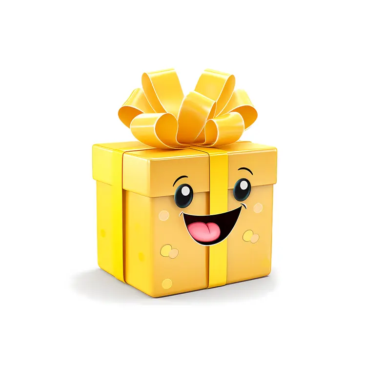 Happy Yellow Gift Box Cartoon