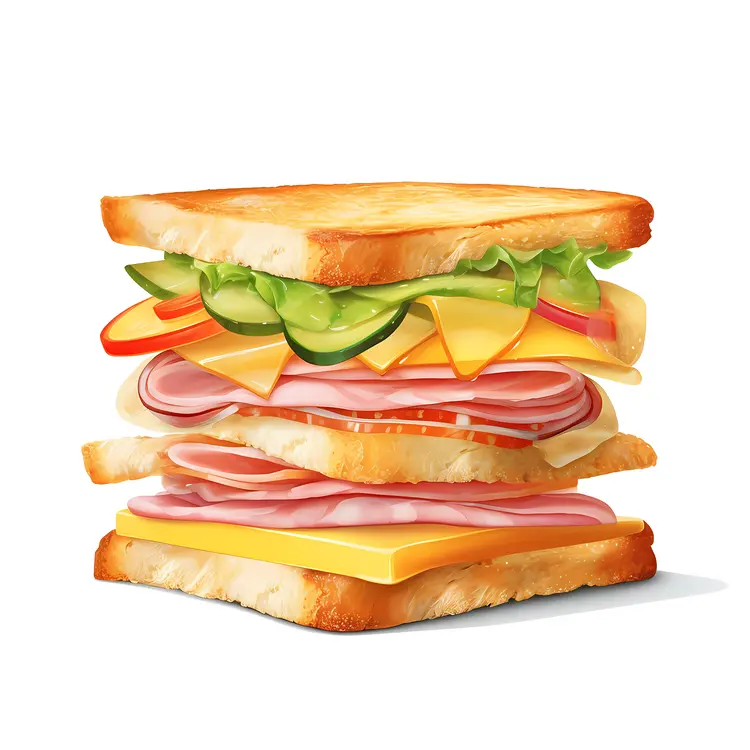 Yummy Sandwich with Ham and Cheese