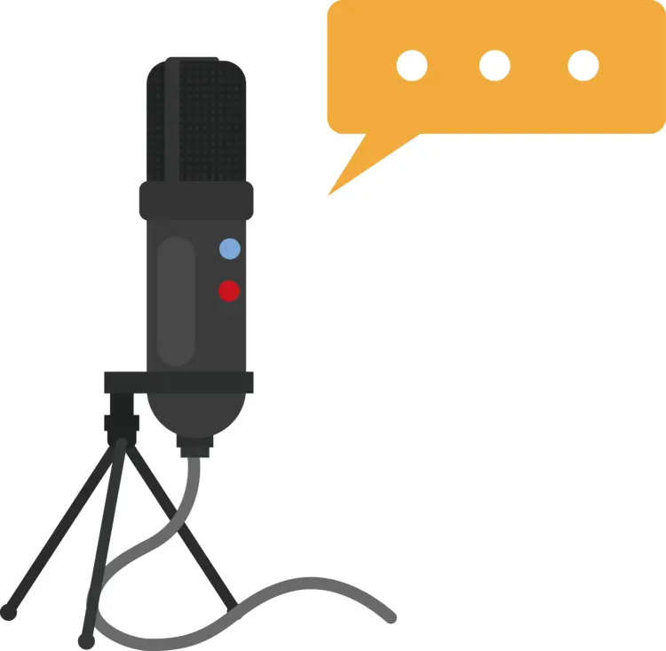 Microphone on Stand with Speech Bubble