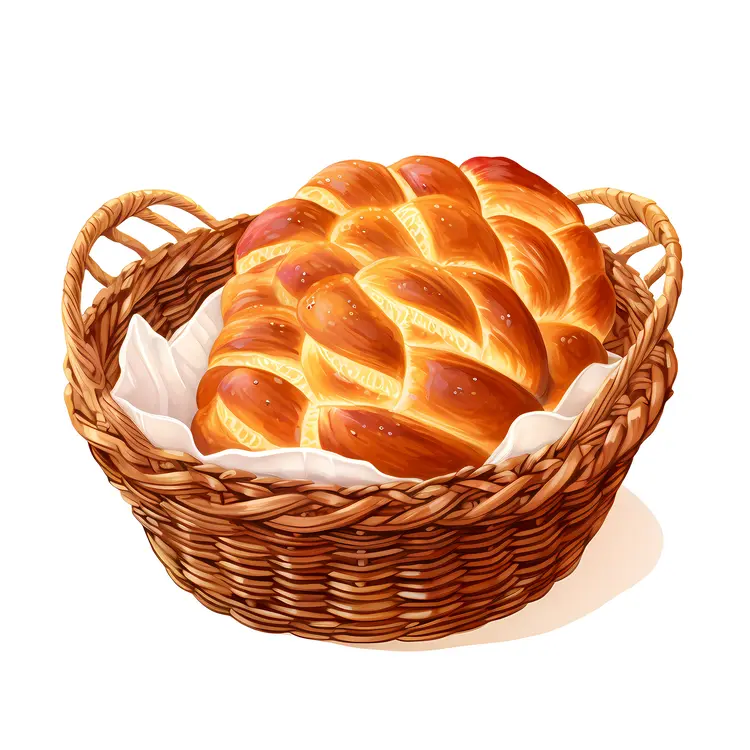 Golden Braided Bread in Basket