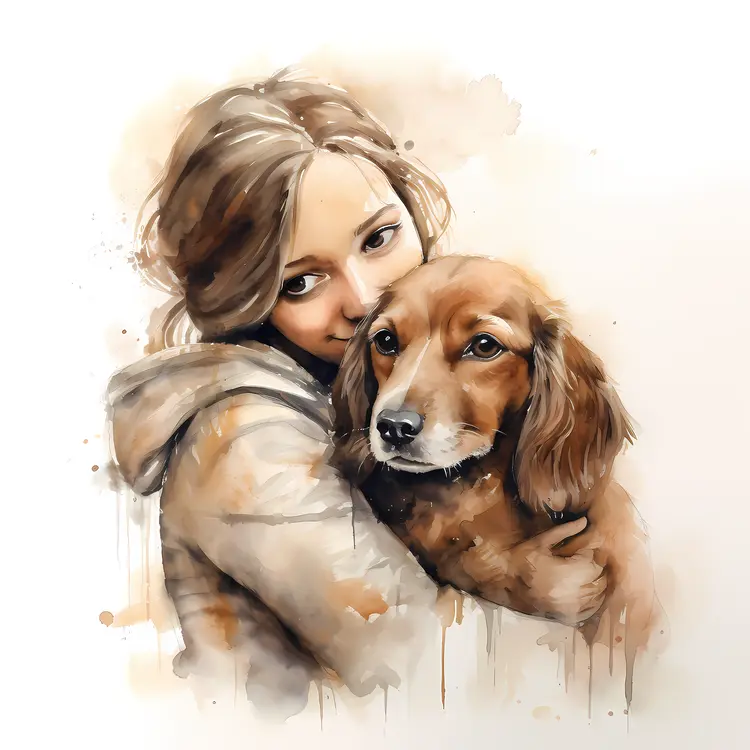 Girl Hugging Her Dog