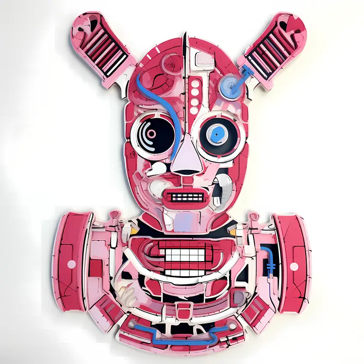 Pink Robotic Face Art