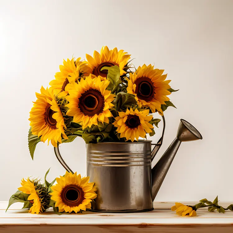 Sunflowers in a Watering Can