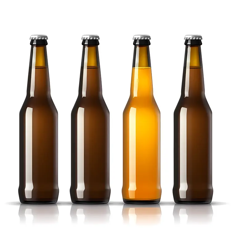 Four Brown Glass Bottles