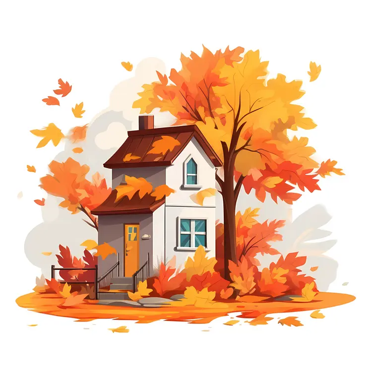 House Surrounded by Autumn Foliage