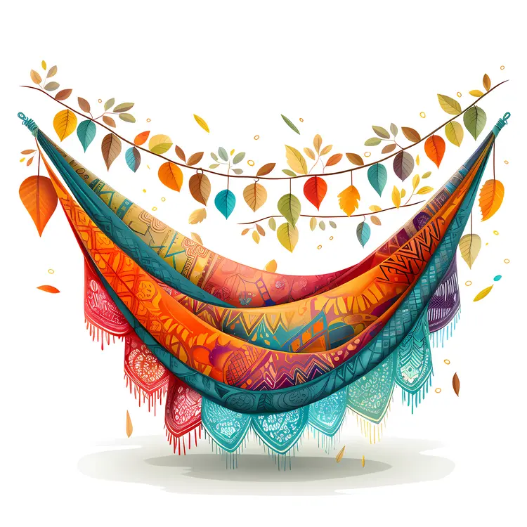 Colorful Hammock with Autumn Leaves