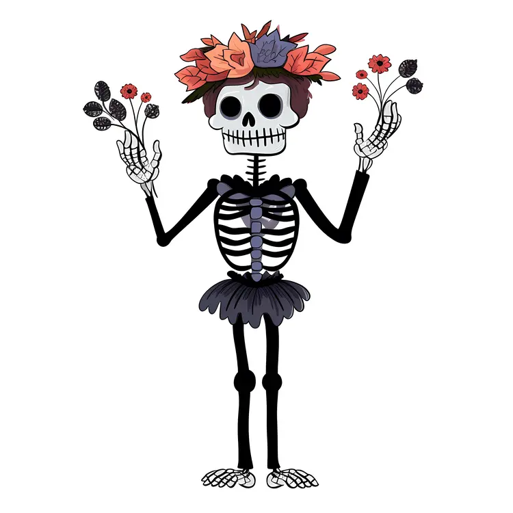 Skeleton with Flower Crown