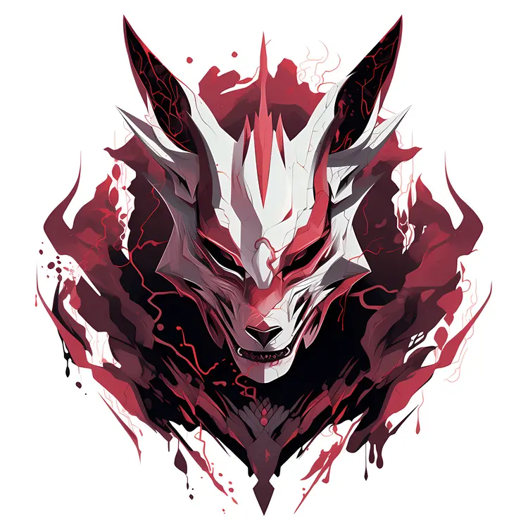 Fiery Demon Mask Illustration