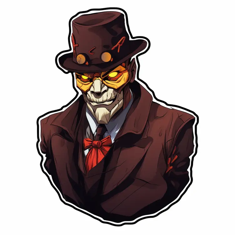 Skeleton in a Suit with Top Hat and Red Bow Tie