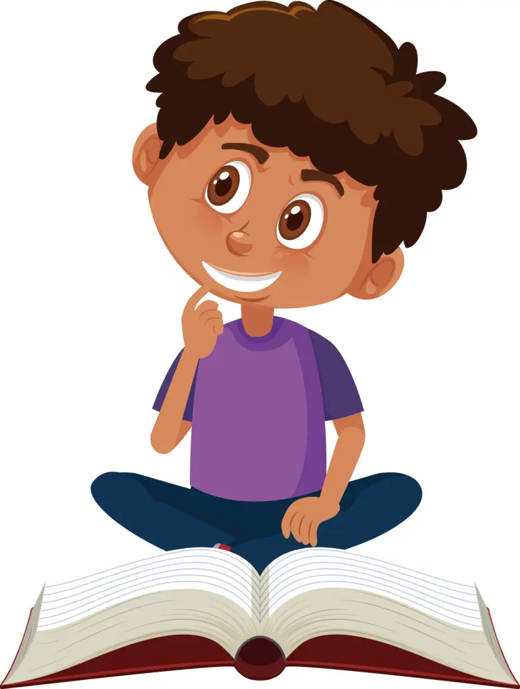 Boy Thinking While Reading a Book