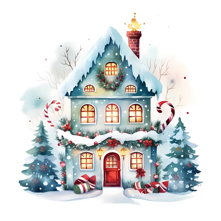 Candy House with Christmas Decorations