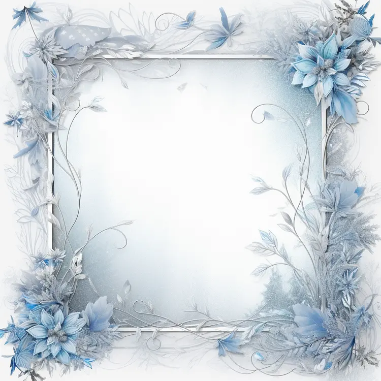 Elegant Blue Floral Frame