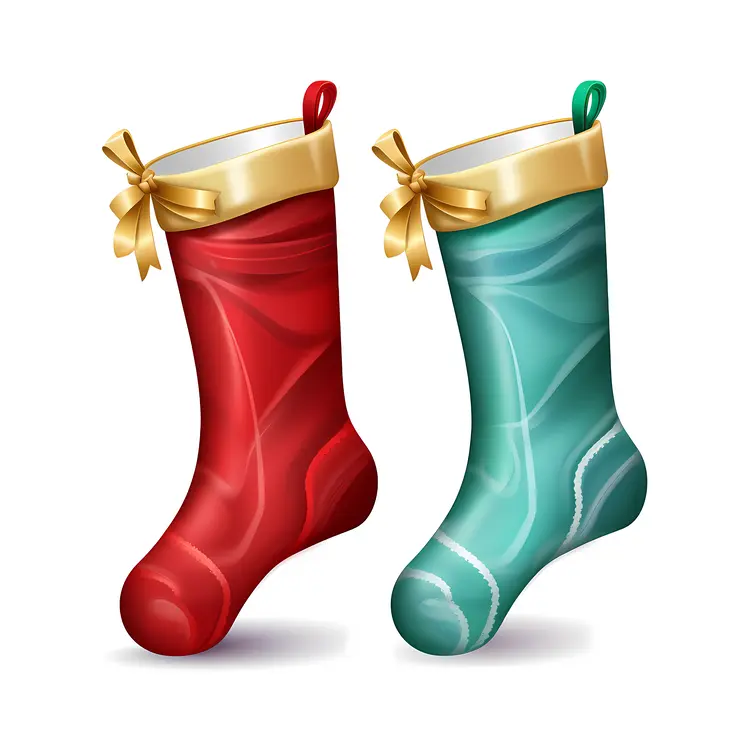 Colorful Christmas Stockings with Bows and Ribbons