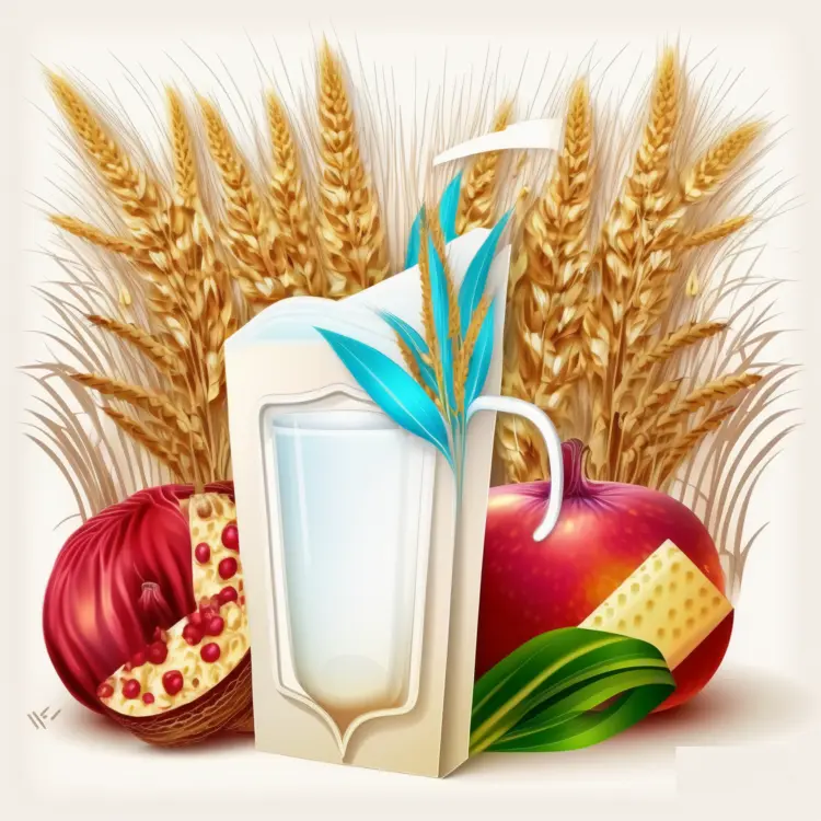 Milk Carton with Wheat and Fruits Illustration