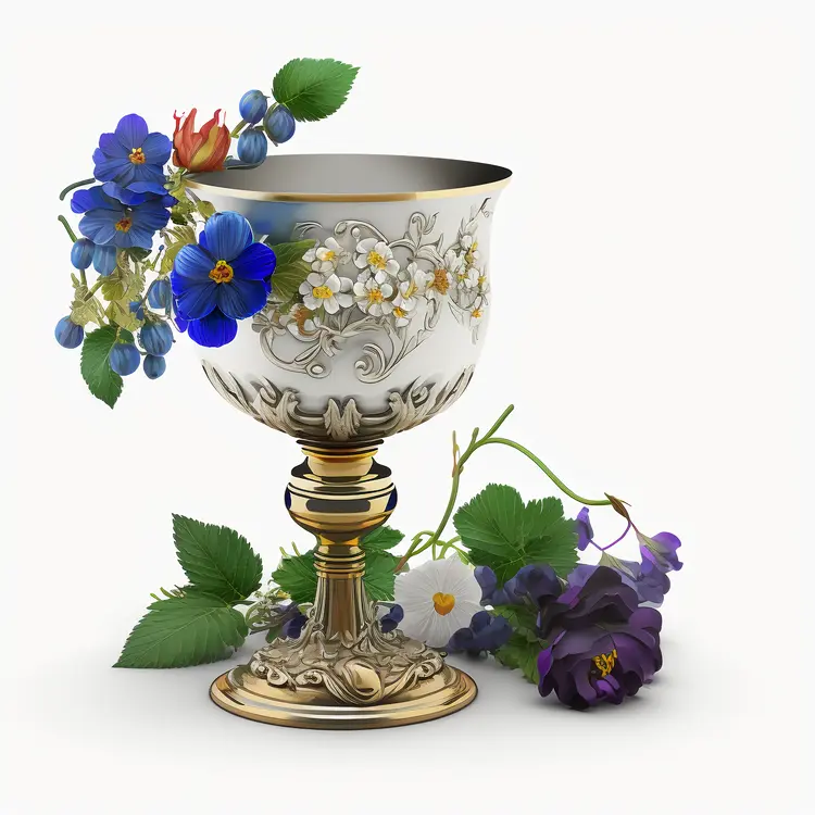 Ornate Decorative Goblet with Floral Arrangement